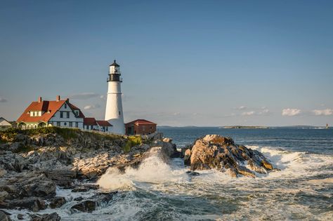 Light Core Aesthetic, Light Blue Landscape, Blue Scenery, Seaside Aesthetic, Seaside Photography, Portland Head Lighthouse, East Coast Aesthetic, Coast Landscape, Seaside Landscape