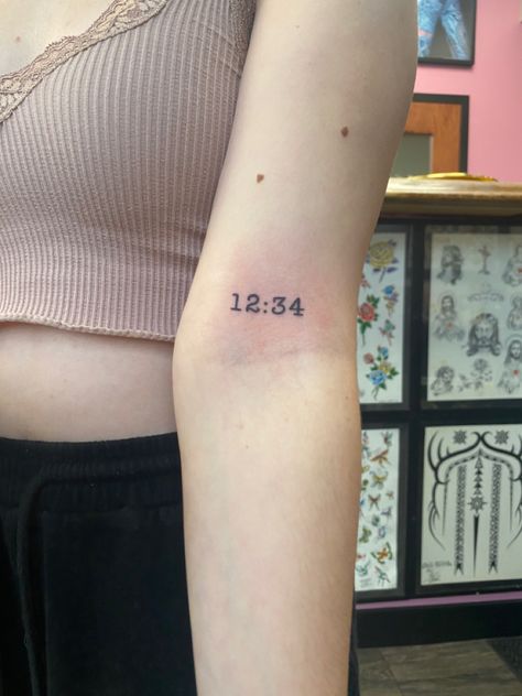 Birthday Number Tattoo Ideas, 1234 Angel Number Tattoo Ideas, 1234 Tattoo Ideas, 1234 Angel Number Tattoo, 1159 Tattoo, Time Tattoos Numbers, 12:34 Tattoo, 1234 Tattoo, 1234 Angel Number