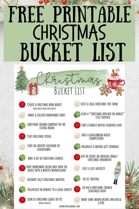 Grab your free printable Christmas bucket list and start having fun this holiday season! This bucket list has 20 fun family Christmas activities. Includes free Christmas activities, budget friendly Christmas ideas, and ideas for all ages! Christmas Bucket List For Toddlers, Christmas Family Bucket List, December Bucket List Ideas, Christmas Bucket List Family, Christmas Bucket List For Couples, Christmas Bucket Lists, Christmas Bucket List For Kids, Free Christmas Activities, Family Christmas Activities