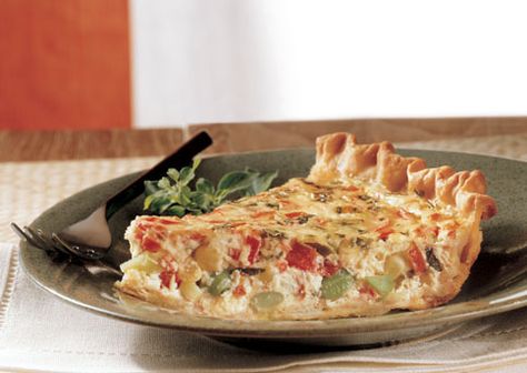 Succotash and Goat Cheese Quiche photo Bacon And Potato Quiche, Potato Quiche, Onion Frittata, Goat Cheese Quiche, Cheese Quiche Recipe, Breakfast Pie, Bacon Quiche, Breakfast Ingredients, Cheese Quiche