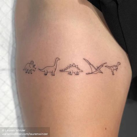 Teeny dinosaurs Dinosaur Tattoo Ideas, Tattoos For Women Small Meaningful, Dinosaur Tattoo, Tattoo Tiny, Tier Tattoo, Gamer Tattoos, Dinosaur Tattoos, Men Tattoo, Illustration Tattoo