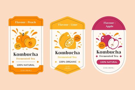 Kombucha Label Design, Loose Leaf Tea Packaging, Kombucha Labels, Supplement Label Design, Jam Label, Fermented Tea, Label Packaging, Minimalist Graphic Design, Packaging Label Design