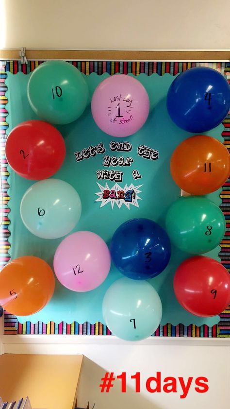 "Let's end the year with a bang!" End of the school year countdown! #ballons #middleschool #teacher #classroom Year End Function Ideas, Teacher End Of Year, End Of Year Party, Airplane Theme, 6 Class, Face Cleaning, Year End, School Party, School Parties