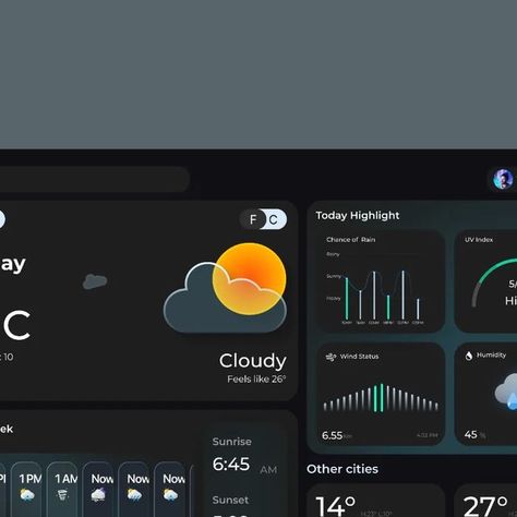 Moazam | UI Designer on Instagram: "Hello, Good People!
This is my new Weather Forecast Dashboard Design.
I'm excited to share my latest project: a dark mode weather dashboard. This dashboard is designed to provide a comprehensive and user-friendly overview of the current and forecaster weather conditions for any location. It has the following features:
.
.
.
I hope You Guys Like It 💖. Got any feedback or comments? Feel free to leave it in the comments below and share..
.
.
💌 Have a project? I am available for a new project!
.
.
Follow for more👍🏽
.
.
DM for Projects.
.
.
#instagram #moderndesign #uiux #ui #ux #uitrends #uiuxsupply #uidesign #uxbrainy #hotelbooking #uxdesignmastery #uxdesign #uxuidesign #ui__ux #userexperience #userinterface #userinterfacedesign #userexperiencedesign #a Weather Forecast Design, Weather Dashboard, Weather Ui, Dashboard Ui, Dashboard Template, Dark Mode, User Experience Design, Dashboard Design, Im Excited