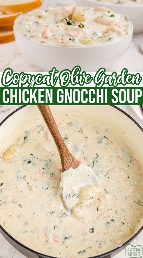 Seasons 52 Copycat Recipes, Chicken Nochi Soup, Copycat Olive Garden Soup, Olive Garden Chicken Gnocchi Soup Recipe, Olive Garden Gnocchi Soup, Olive Garden Soup, Crockpot Ground Beef, Olive Garden Soups, Olive Garden Chicken Gnocchi