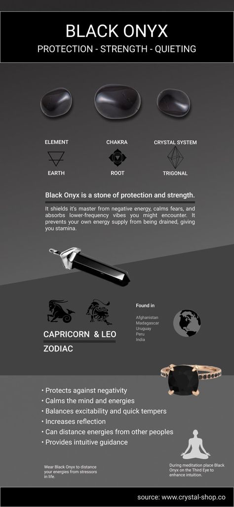 Black Onyx Meaning | Black Onyx Stone Benefits - Crystal Shop Black Onyx Meaning, Black Onyx Rings, Onyx Meaning, Black Onyx Crystal, Onyx Rings, Crystal Healing Chart, Black Onyx Jewelry, Black Stone Ring, Rings Black