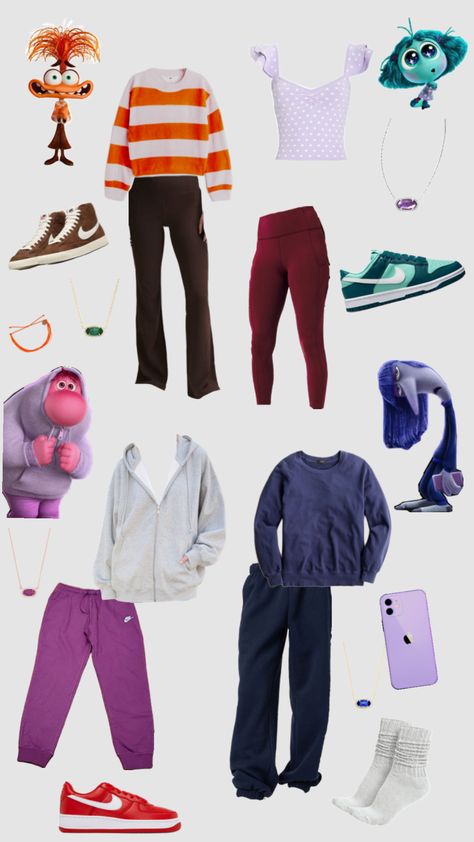 inside out 2 emotions outfits #insideout2 Inside Out Costume, Trio Costumes, Inside Out Emotions, Matching Halloween Costumes, Classy Halloween Costumes, Best Friend Halloween Costumes, Pretty Halloween Costumes, Sleepover Things To Do, Inside Out 2