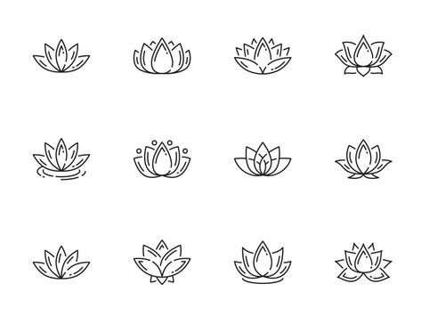 Lotus Symbol Tattoo, Lotus Flower Outline, Lotus Outline, Tattoos Lotus, Lotus Vector, Lotus Symbol, Yoga Tattoos, Yoga Symbols, Flower Symbol