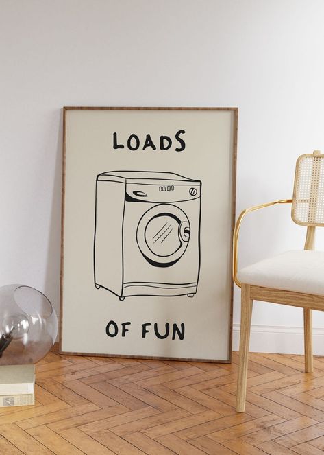 Laundry Illustration Art, Laundry Illustration, Black Laundry Room, Funky Artwork, Black Laundry, Garage Design Interior, Room Decor Cute, Printable Wall Collage, Cute Quote