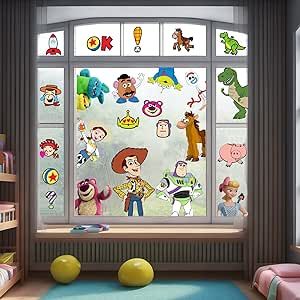 Cartoon Window Clings Decals,Party Removable Stickers for Glass Windows,Birthday Party Supplies Holiday Home Decorations (Toy Inspired（9sheets）) Disney Window Decoration, Holiday Cartoon, Kitchens Luxury, Disney Hotels, Window Clings, Classroom Themes, Home Decorations, Window Stickers, Room Type