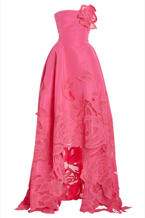 1900 Dresses, Colourful Closet, Hi Low Gown, Pink Gown, Unique Prom Dresses, Iconic Dresses, Prom Dress Inspiration, Pink Gowns, Floral Dresses Long