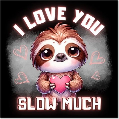 I Love You Slow Much - Cute Sloth Valentine - Cute Sloth Valentine - Posters and Art Prints | TeePublic Cute Love You Images, I Love You Cute Pics, Sloth Images, Valentine Posters, Sloth Wallpaper, Sloth Pictures, Pictures Of Sloths, Picture Sayings, Sloth Valentine