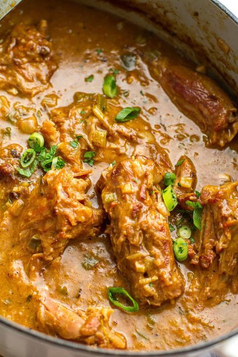 Smothered Turkey Necks - Kenneth Temple Smothered Turkey Necks Crock Pot, Chicken Necks Recipe, Beef Neck Bones Recipe Slow Cooker, Smothered Turkey Necks, Cajun Gravy, Kenneth Temple, Turkey Neck Recipe, Pig Feet Recipe, Reheat Turkey