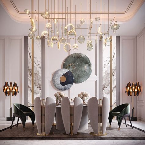 Luxury Dining Room Decor, Dining Room Glam, Dining Room Design Luxury, Luxury Dining Tables, Lobby Interior Design, Classy Living Room, Dinning Room Design, Dining Room Combo, Luxury Dining Room