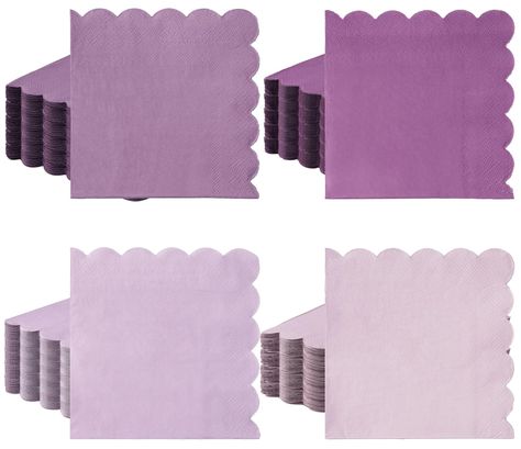 PRICES MAY VARY. Purple Paper Napkins: Add these purple party napkins to any wedding, bridal shower, tea party, bachelorette party, or baby shower to create a cohesive theme throughout your party. Measurements: 5" x 5" folded and 10" x 10" unfolded. Multi-occasion: These scalloped napkins are suitable for daily family use, restaurant table decoration, as well as various gatherings or activities, including wedding receptions, engagement, birthday parties, baby showers, graduation parties, Christm Lavender Bridal Shower Ideas Decorations, Tangled Bachelorette Party, Purple Bachelorette Party Decorations, Purple Themed Baby Shower Ideas, Purple Bridal Shower Ideas Decorations, Tea Party Bachelorette, Purple Tea Party, Purple Bachelorette Party, Scalloped Napkins