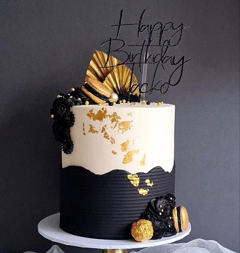 White N Gold Cake, Birthday Cake For Men Husband Unique, Cakes Elegant Birthday, 70th Birthday Cake For Men, 30 Cakes, 40th Birthday Cakes For Men, 50th Birthday Cake For Women, Birthday Cake For Men, Black And White Cake