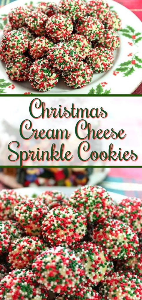 Christmas Cream Cheese Sprinkle Cookies are tender on the inside and crunchy on the outside, thanks to the fun and colorful sprinkles. - kudoskitchenbyrenee.com Christmas Cream Cheese, Diabetics Recipes, Christmas Cream, Cheese Cookies, Cream Cheese Cookies, Sprinkle Cookies, Xmas Cookies, Thanksgiving Desserts, Christmas Snacks