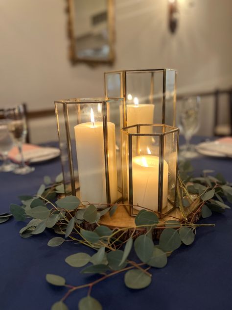 Navy Blue Wedding Centerpieces Diy, Navy And Gold Wedding Decorations, Navy Blue White And Gold Centerpieces, Navy Blue And Green Wedding Decorations, Sage And Navy Centerpieces, Emerald Green Navy Blue And Gold Wedding Decor, Navy Blue And Gold Wedding Centerpieces, Navy Blue Centerpieces Wedding, Navy And Gold Table Decor