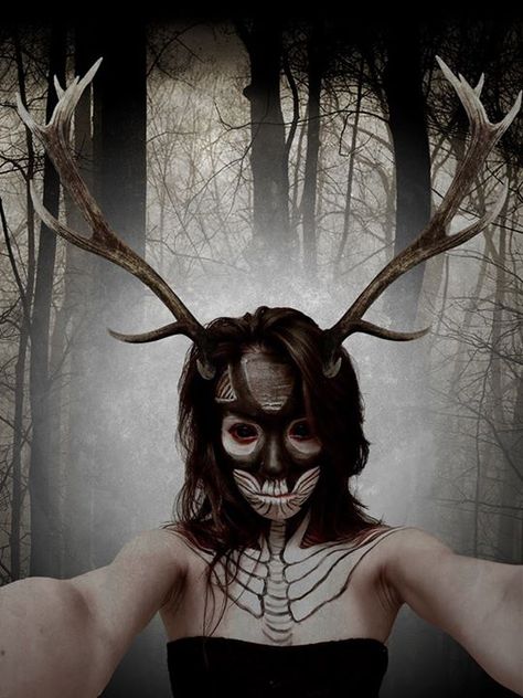 My Wendigo Makeup inspired by the TV Show Hannibal! #halloween #scary #sfx #makeup #horror #facepaint Wendigo Makeup, Wendigo Costume Diy, Wendigo Cosplay, Wendigo Costume, Wendigo Hannibal Art, Wendigo Scary, Scary Farm Aesthetic, Dean Winchester Wendigo, Native American Myths