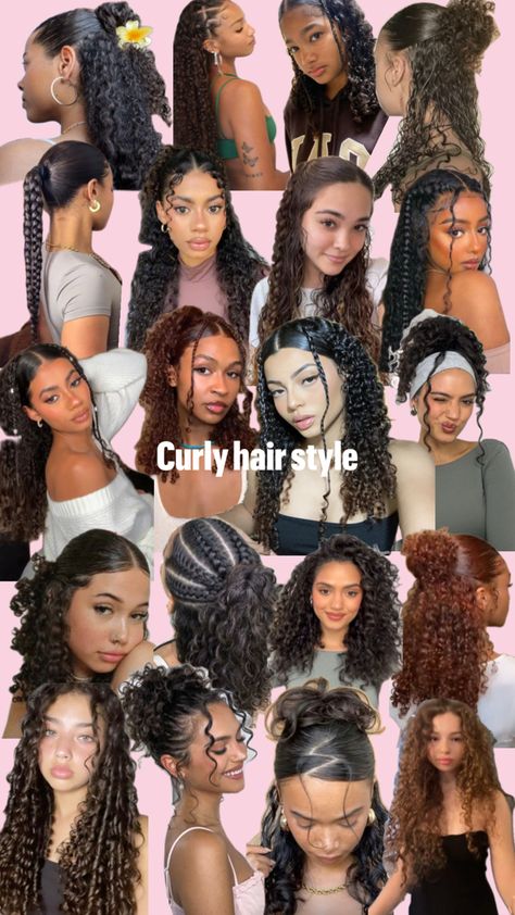 Cute Hairstyles For School, Easy Hairstyles For Thick Hair, Cute Simple Hairstyles, Cute Curly Hairstyles, Dyed Hair Inspiration, Peinados Recogidos, Curly Hair Styles Easy, Hairdos For Curly Hair, Natural Hair Updo