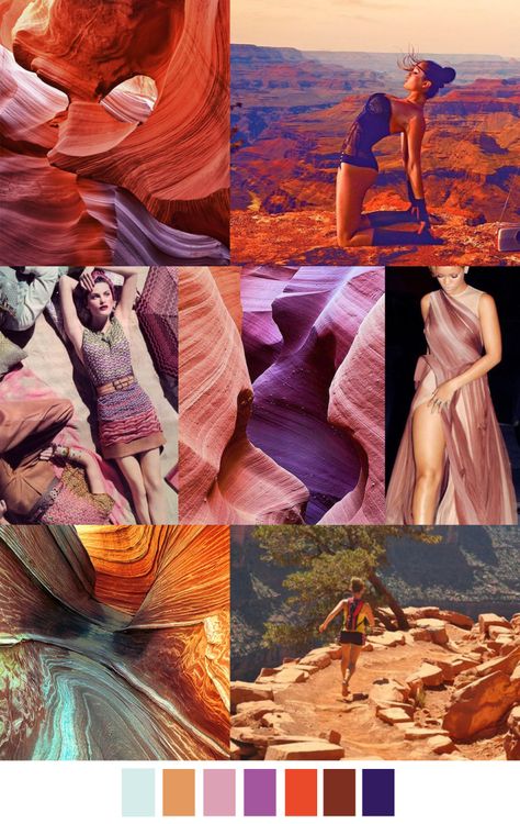 TRENDS // PATTERN CURATOR . PRINT, PATTERN + COLOR - CANYON COLOR/TWILIGHT TINTS Pattern Curator, 2017 Fashion Trends, Theme Color, Harvest Moon, Mood Board Fashion, Color Inspo, Rock Formations, Red Rock, Color Stories