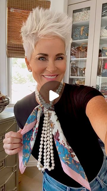 Shauna Grow on Instagram: "Just over here playing dress-up with my favorite extra long strand of pearls! There’s so many ways to wrap, knot, and twist these pretties….. endless options to elevate any look. And if you’re feeling EXTRA, try adding a scarf for a fun pop of texture and color. Pearls have always been a timeless, favorite of mine, but somehow, they just got better! 🤍

#howtoreel 
#howtovideo 
#timelesspearls 
#accessorized 
#chicover50" Strand Of Pearls, Chic Over 50, How To Wear A Scarf, Tie Scarf, Grow On Instagram, Scarf Tying, Scarf Jewelry, Scarfs, Playing Dress Up