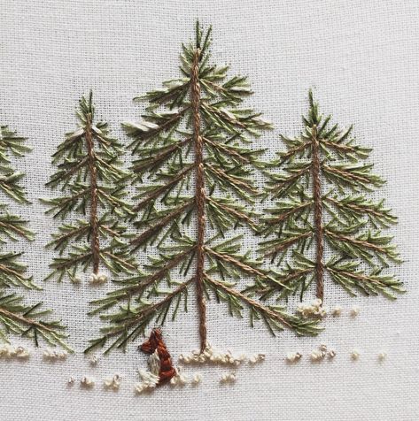 Embroidery Trees, Christmas Tree Embroidery, Hand Embroidery Patterns Flowers, Cross Stitch Tree, Hand Embroidery Videos, Embroidery Christmas, Embroidered Christmas, Embroidery Videos, Hand Embroidery Projects