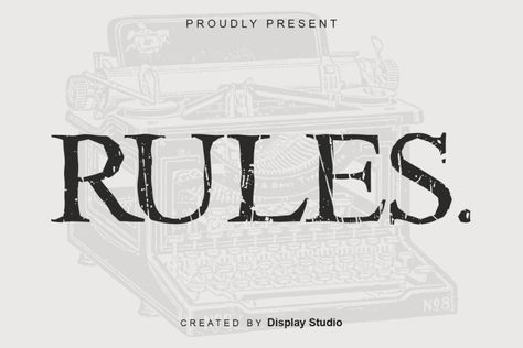 Rules is a cool, rough textured and bold display font. This font is suitable for designs such as t-shirts, sportswear, logos, advertisements, clothing, and more. Try before you buy Rules font for iOS, Android, macOS, or Windows for free, or you can download the full version with a commercial license here. Rules Display Font License: […] The post Rules Font appeared first on FreeFontDL. Hand Lettering Alphabet Fonts, Cute Typography, Font Creator, Hand Lettering Alphabet, Font Combinations, Lettering Alphabet Fonts, Font Inspiration, Commercial Fonts, Cute Fonts