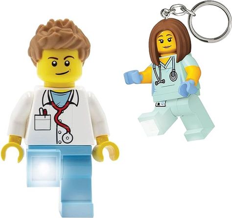 Amazon.com: Lego Iconic Nurse Keychain Light & Male Doctor Torch Bundle : Toys & Games Lego Keychain, Nurse Keychain, Doctor Coat, Lauren Asher, Pediatric Care, Male Doctor, Key Keychain, Cable Holder, Buy Lego