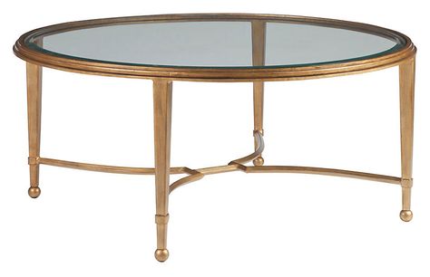 Sangiovese Round Coffee Table, Renaissance Gold - Coffee Tables - Living Room - Furniture | One Kings Lane Marble And Gold Coffee Table, Beach Cottages House Plans, Beach Cottages Exterior, Peace Coffee, Gold Coffee, Blue White Decor, Gold Coffee Table, Marble And Gold, Occasional Table