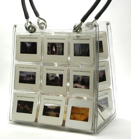 Dishfunctional Designs: Upcycled: Neat Projects Made With Old Photo Slides Upcycle Art, Photo Slides, Repurposed Art, Bag Decoration, Bag Diy, Recycled Fashion, Recycled Art, Upcycled Crafts, Clear Vinyl