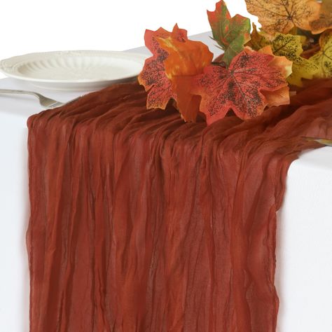 PRICES MAY VARY. Cheesecloth 10FT Fall Table Runner: Our terracotta cheesecloth table runner is measure 35 wide x 120in(10ft) long, can be perfectly and gracefully placed on the table and hung on the floor, which will add a romantic atmosphere to your occasions. Rustic Style: Our fall table runner is made of polyester gauze with wrinkled gauze fabric, the wrinkles in it will and made table beautiful. These dazzling linen table runner are perfect for creating an elegant, upscale tablescape. Reusa Terracotta Cheesecloth Table Runner, Terracotta Table Runner, Simple Thanksgiving Table Decor, Terracotta Table, Baby Shower Table Centerpieces, Friendsgiving Decorations, Cheesecloth Table Runner, Fall Table Runner, Romantic Candle Light Dinner