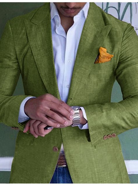 Plain Blazer, Beach Jacket, Chique Outfit, Mens Lightweight Jacket, Elegant Blazers, Stylish Blazer, Casual Chique, Lapel Blazer, Green Suit