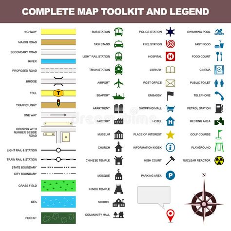 Map icon legend symbol sign toolkit element. A complete set of map toolkit and l , #sponsored, #symbol, #sign, #legend, #Map, #icon #ad Legend Symbol, Structure Of The Earth, Church Playground, Map Icon, Light Rail Station, Map Signs, Map Symbols, Map Icons, Site Analysis