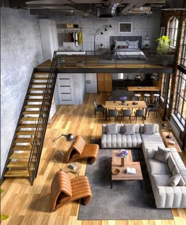 Loft Decorating Ideas, House Scenery, Industrial Loft Design, Loft Inspiration, Loft House Design, Sanctum Sanctorum, Indoor Balcony, Design Homes, Loft Interior Design