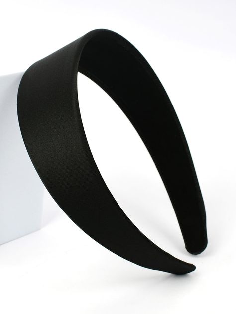 Black Casual   Spandex Plain Wide Headband    Women Accessories Black Thick Headband, Cute Headbands Aesthetic, Black Headband Aesthetic, Head Bands Aesthetic, Headbands Aesthetic, Y2k Headband, Black Head Band, Black Hairband, Black Headbands