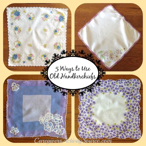 Reminicing Activities, Handkerchief Diy, Handkerchief Folding, Vintage Handkerchiefs Crafts, Monogrammed Handkerchiefs, Handkerchief Crafts, Ladies Hanky, Lace Hankies, Lace Handkerchief