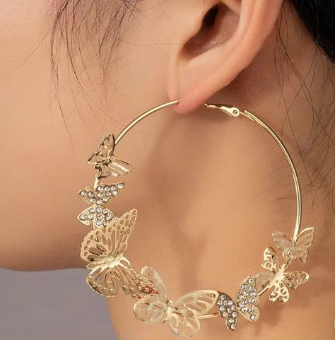 Butterfly Hoop Earrings, Celebrating Friendship, Hoop Earrings Large, Flawless Makeup Application, Costume Earrings, Hoop Earrings Gold, Large Hoop Earrings, Fashion Jewelry Earrings, Gold Butterfly