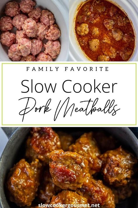 Slow Cooker Pork Meatballs, Ground Pork Meatballs, Pork Crockpot Recipes, Slow Cooker Recipes Pork, Ground Pork Recipes, Recipe Using Chicken, Slow Cooker Meatballs, Pork Meatballs, Frozen Meatballs