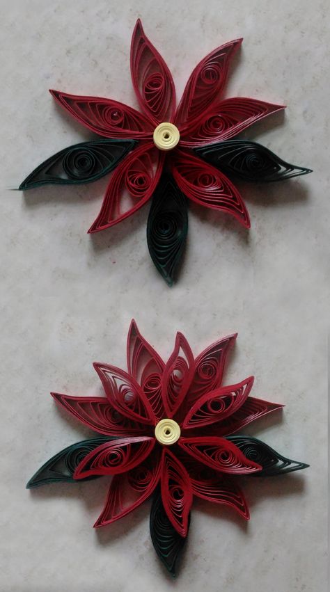 DIY - Paper Quilled Poinsettia! Beautiful and simple Christmas craft Paper Quilling Patterns Printables, Quilled Poinsettia, Christmas Quilling, Paper Quilling Patterns, Valentine Cards Handmade, Paper Magic, Easy Arts And Crafts, Quilling Techniques, Quilling Paper Craft