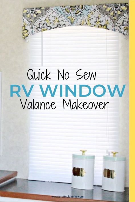 Rv Window Makeover, Rvs Interior, Rv Blinds, Window Makeover, Rv Decorating Ideas, Window Valence, Diy Valance, Rv Curtains, Rv Windows