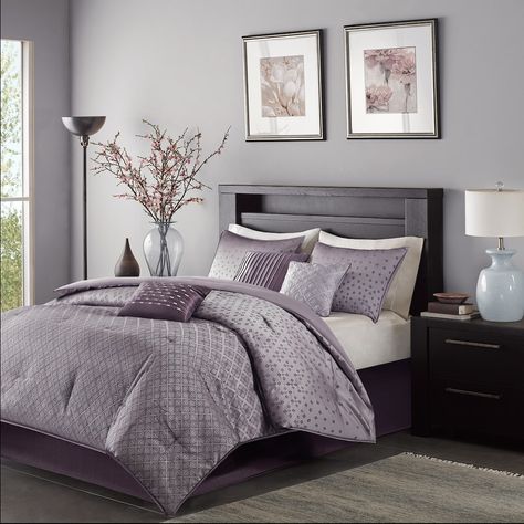 Madison Park Morris 7-piece Bed Set | Kohls Purple And Gray Bedroom Ideas, Purple And Gray Bedroom, Lavender Bedroom, Grey Bedroom Decor, Home Essence, Purple Bedrooms, Purple Bedroom, Comforter Bedding Sets, Grey Bedroom