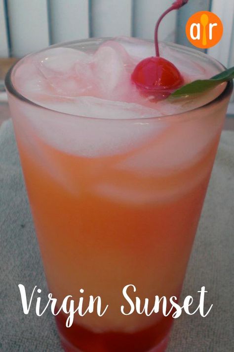 Virgin Sunset | "It was really good especially for a pregnant woman like me." #drinks #drinksrecipes #drinkrecipes #drinkinspiration Woman Like Me, Virgin Cocktails, Virgin Drinks, Mocktail Drinks, Alcohol Free Drinks, A Pregnant Woman, Drink Tags, Low Carb Snack, Drink Recipes Nonalcoholic