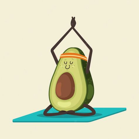 Yoga For Pregnant Women, Avocado Cartoon, Chicken Illustration, Happy Fruit, Vegetable Cartoon, Fruit Cartoon, Funny Fruit, Cute Avocado, Fruit Wallpaper