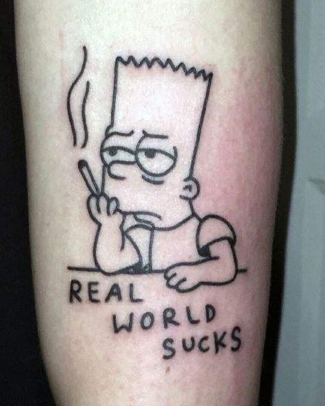 Easy Cool Tattoos For Guys, Cartoon Tattoo Designs, Acab Tattoo, Simpsons Tattoo, Cartoon Tattoo, Sharpie Tattoos, Tattoo Zeichnungen, Funny Tattoos, Cartoon Tattoos