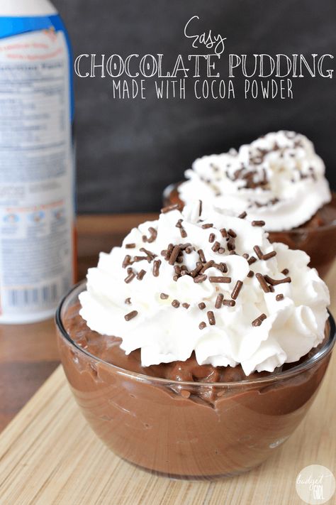 Cocoa Powder Desserts, Easy Chocolate Pudding, Cocoa Powder Recipes, Homemade Chocolate Pudding, Chocolate Pudding Recipes, Easy Chocolate Desserts, Dessert Simple, Quick Easy Desserts, Easy To Make Desserts