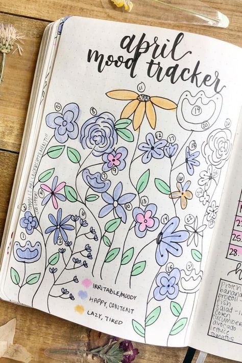 Check out the best bullet journal mood tracker ideas and layouts for April! #moodtracker #bujo #bujotracker #bulletjournal April Mood Tracker, April Bullet Journal Ideas, Bible Bullet Journaling, Mood Tracker Ideas, Lettering Journal, April Bullet Journal, Calendar Themes, Tracker Ideas, Organization Bullet Journal