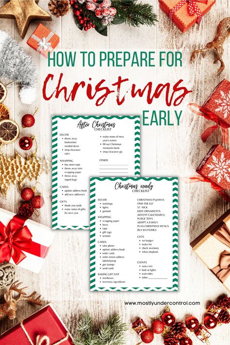 Christmas photo with text overlay - how to prepare for Christmas early. Preparing For Christmas Early, Christmas Planner Printables, Prepare For Christmas, Preparing For Christmas, Gift Checklist, Christmas Checklist, Unique Teachers Gift, Penguin Coloring Pages, Minecraft Coloring Pages