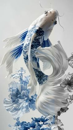 Fish Artwork Wall Art, Butterfly Koi Fish Photography, Koi Fish Photography, White Koi Fish, Web Clipart, Fish Photography, Chinese Fish, Fish Images, Butterfly Koi