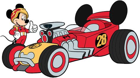 Clip art of Mickey Mouse from Disney's Mickey and the Roadster Racers #mickeymouse, #mickeyandtheroadsterracers Mickey Roadster Racers Party, Mickey Roadster Racers Birthday, Mickey Roadster Racers, Mickey Mouse Car, Mickey And The Roadster Racers, Cars Disney, Mickey Birthday, Mickey Y Minnie, Mickey Mouse Party